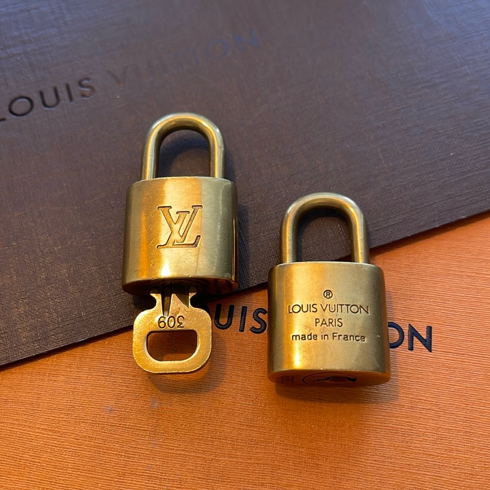 Lot of 2 Authentic Louis Vuitton Locks & 1 key set #309